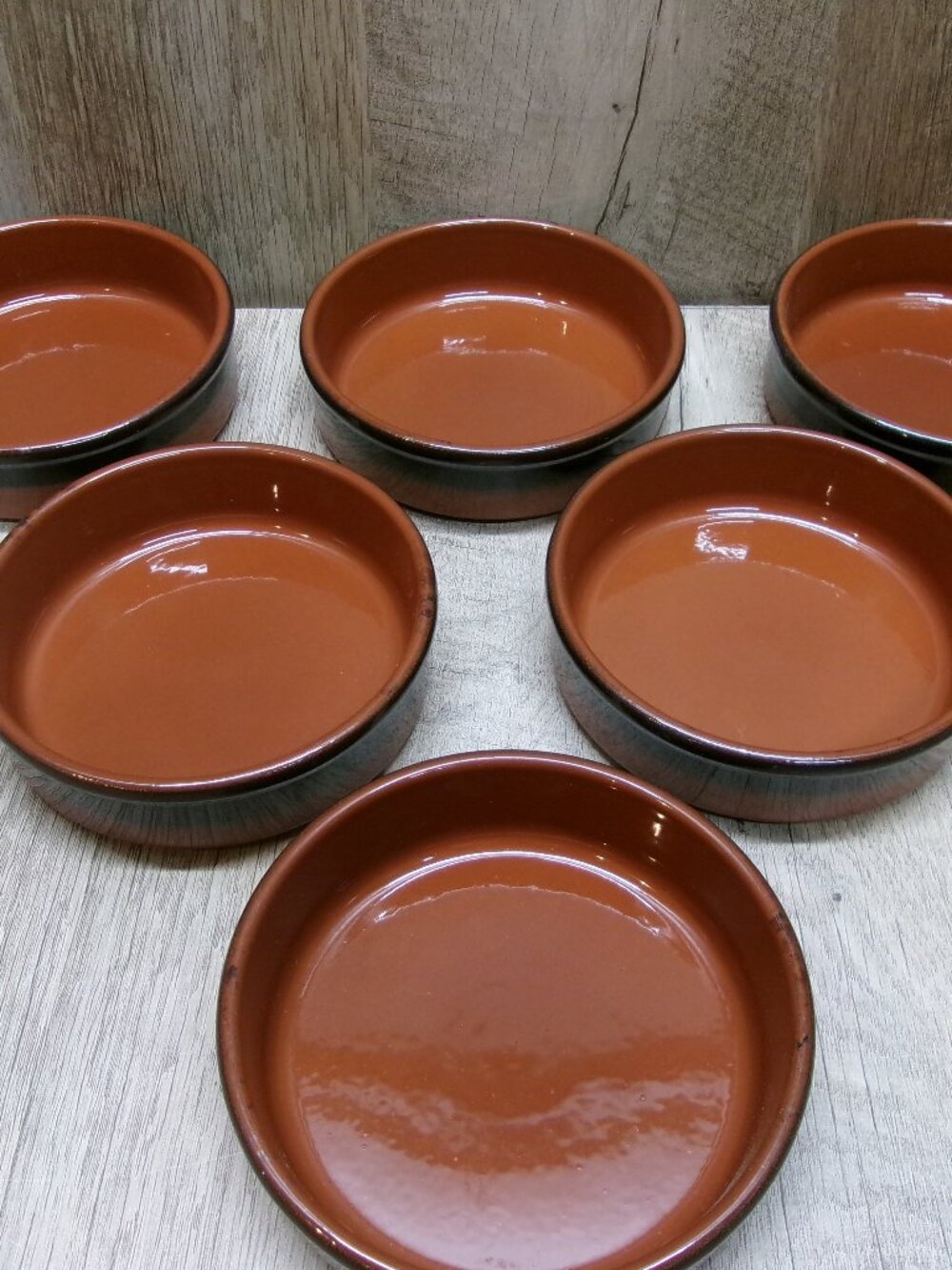 Pre-Owned Set of 6 Glazed Terracotta Dip Bowls Oven & Freezer Safe
